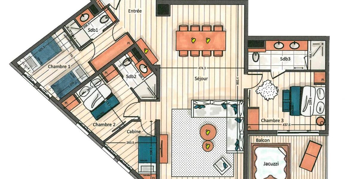 Apartment for rental in Courchevel 1650 Moriond 