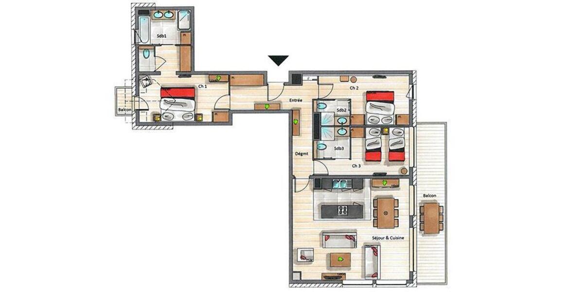 Spacious apartment in Courchevel 1650 Moriond -113 m²-