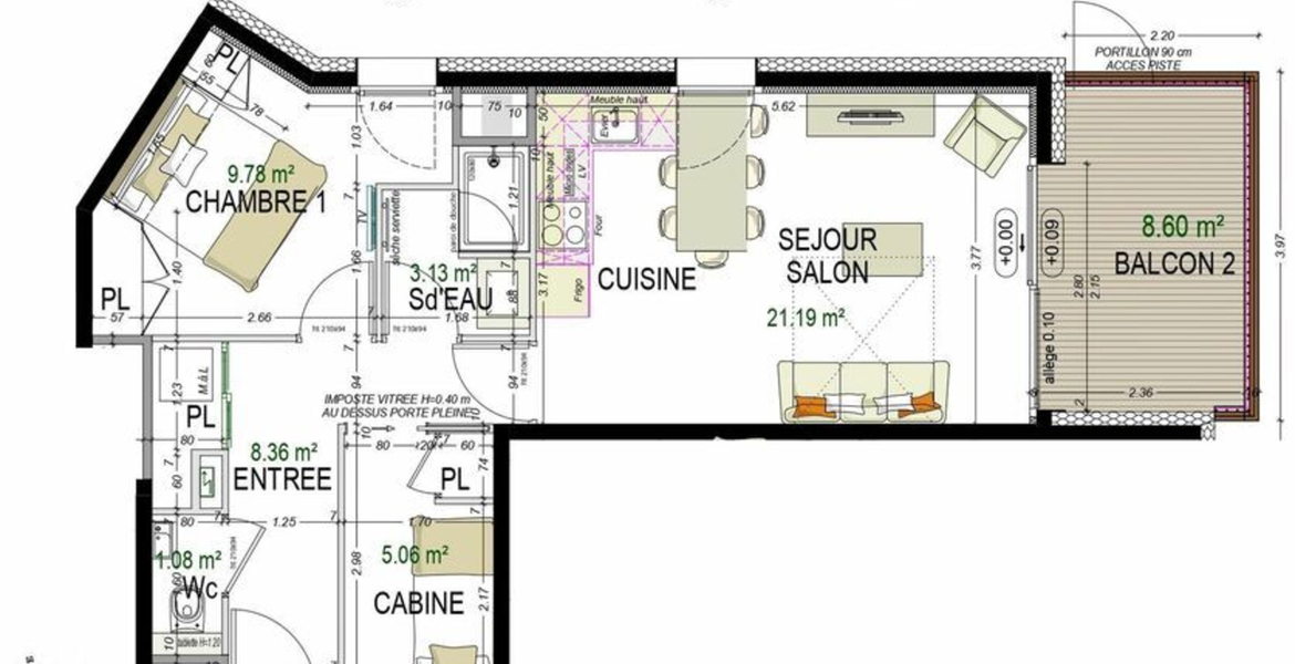 Apartment for rent in Courchevel 1650 Ariondaz with 49 sqm 