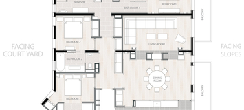 Three bedrooms all with en-suite bathrooms in Courchevel